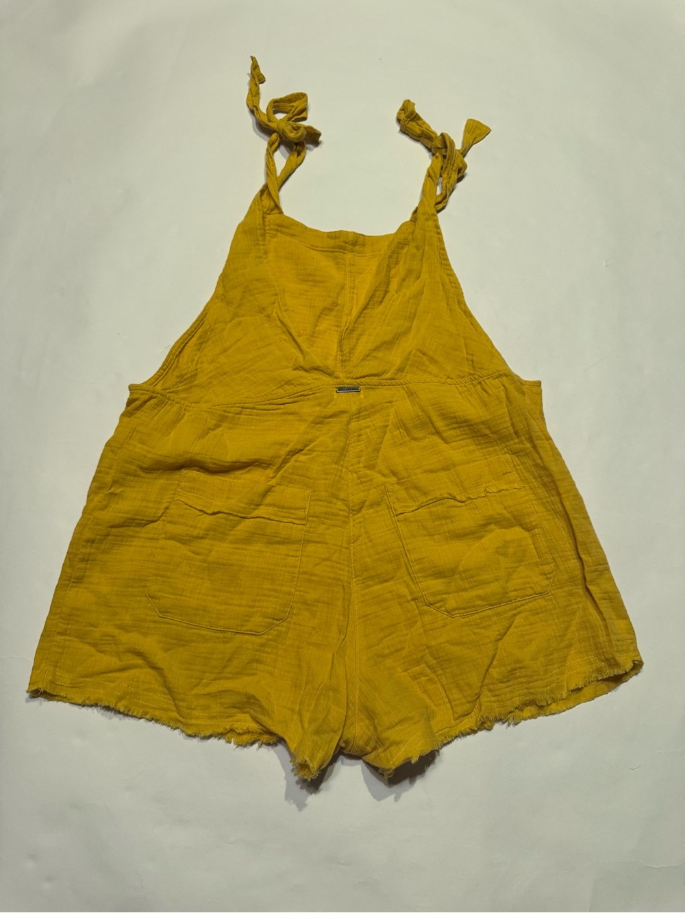 Billabong Girl on the Run Overalls Mustard Yellow Romper Shorts Medium - Picture 4 of 9